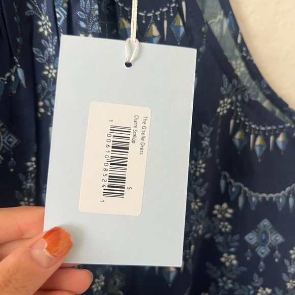 NWT Hill House Sz S Giselle Dress Charm Scallop Floral Maxi Dress Blue Cottage - Picture 5 of 11